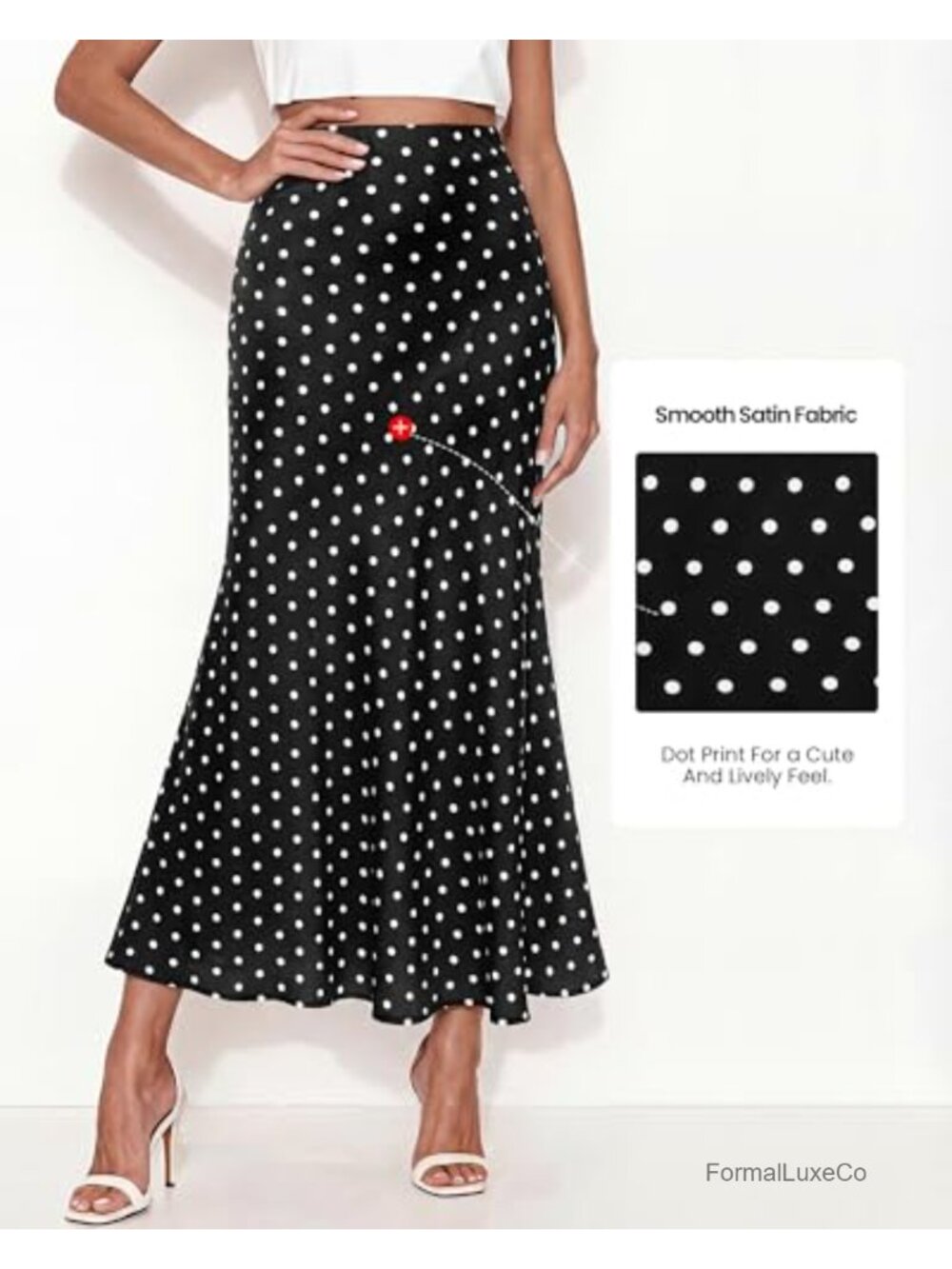 Satin Silk-Like High Waisted A-Line Midi Skirt for Women Party Night Out - Picture 4 of 6